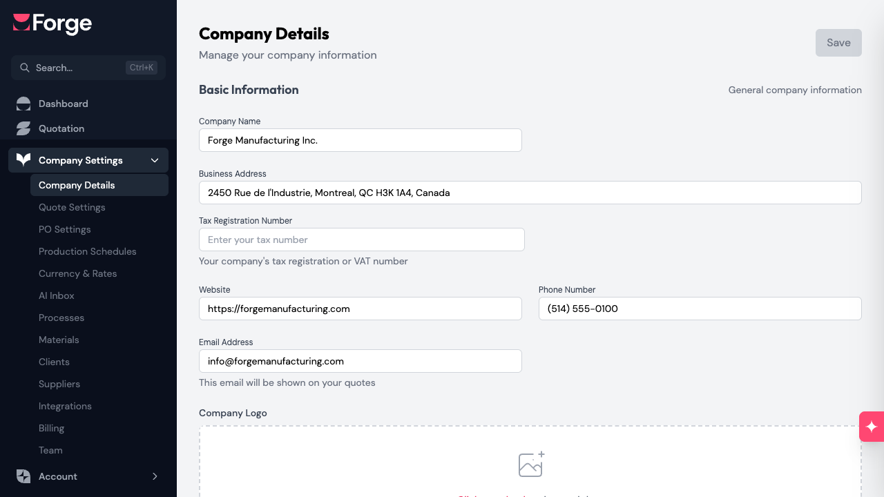 Processes list with equipment